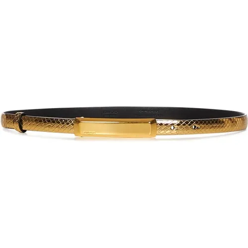 Golden Python-Stamped Belt , female, Sizes: 85 CM - Tom Ford - Modalova