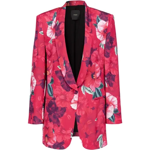 Blazers, female, , Size: L Hibiscus-print blazer - pinko - Modalova