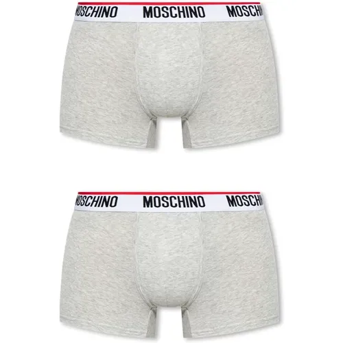 Bottoms, male, , Size: 2XL Branded boxers 2-pack - Moschino - Modalova