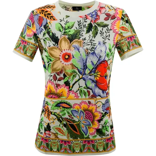 Floral Print Cotton Jersey T-shirt , female, Sizes: L - ETRO - Modalova