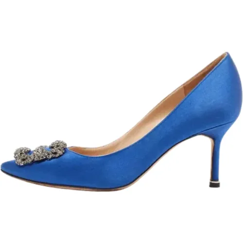 Pre-owned Pumps, female, , Size: 7 1/2 US Pre-owned Satin heels - Manolo Blahnik Pre-owned - Modalova