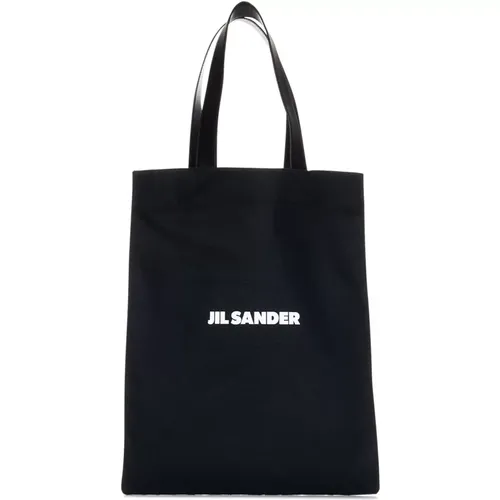 Canvas Tote Bag with Leather Handles , male, Sizes: ONE SIZE - Jil Sander - Modalova