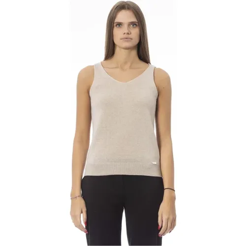 Geripptes Tanktop mit Metallmonogramm - Baldinini - Modalova