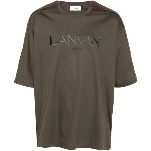 T-Shirts, male, , Size: M Embroidered Logo Crew Neck T-shirt - Lanvin - Modalova