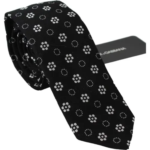 Ties, male, , Size: ONE SIZE Floral Print Silk Neck Tie - Dolce & Gabbana - Modalova