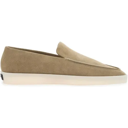 Loafers, male, , Size: 7 US Suede Leather Moccasins with Logo Patch - Fear Of God - Modalova