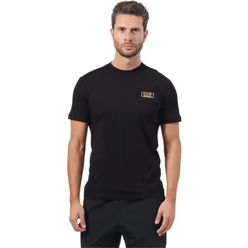 Schwarzes Baumwoll-Crewneck T-Shirt Slim Fit , Herren, Größe: L - Emporio Armani - Modalova