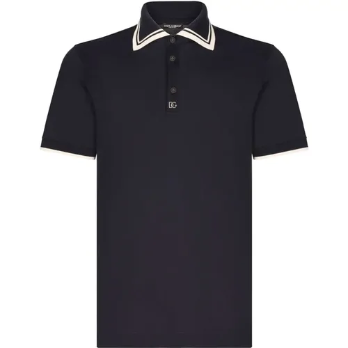 Logo Piquet Cotton Polo Shirt , male, Sizes: L - Dolce & Gabbana - Modalova