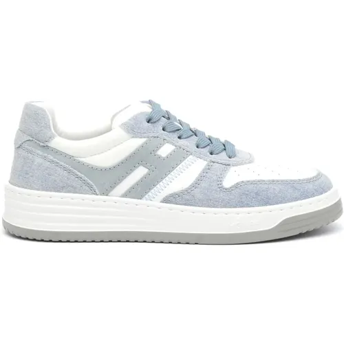 Jeans Fabric Sneakers with Leather Details , female, Sizes: 4 UK, 5 UK, 2 UK, 7 UK, 3 UK, 8 UK, 6 UK, 5 1/2 UK - Hogan - Modalova