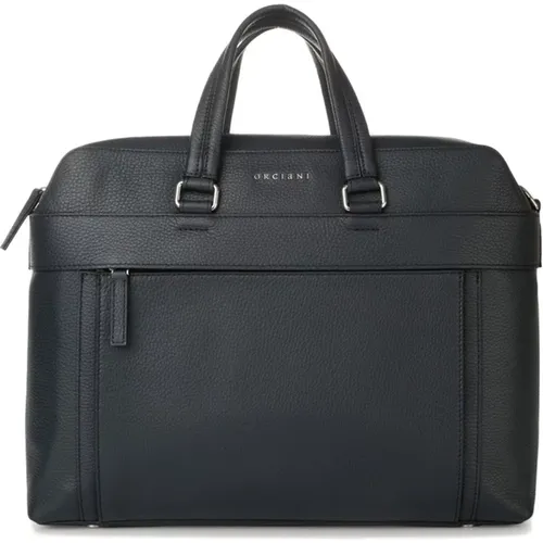 Navy Leather Micron Bag , male, Sizes: ONE SIZE - Orciani - Modalova