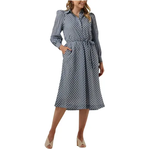 Blaues Midi-Kleid Anemoone 1 , Damen, Größe: L - Levete Room - Modalova