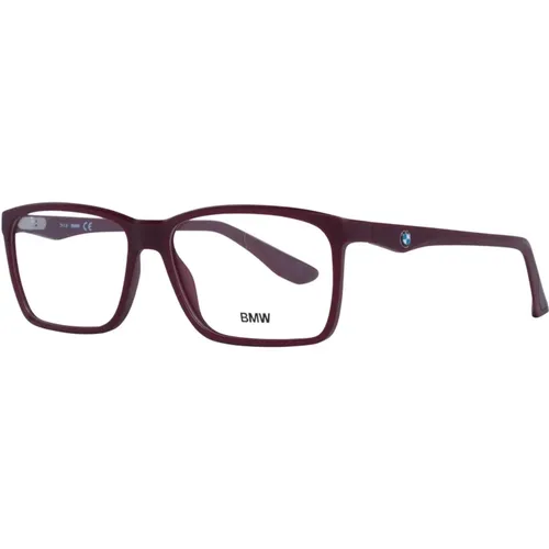 Glasses, male, , Size: ONE SIZE Burgundy Rectangle Optical Frames - BMW - Modalova