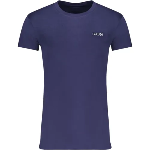 Blau Baumwolle T-Shirt mit Druck Logo , Herren, Größe: 2XL - Gaudi - Modalova