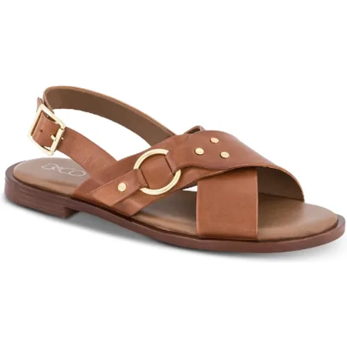 Sandalen mit Kreuzdesign und Dekorativen Details , Damen, Größe: 37 EU - B&Co - Modalova