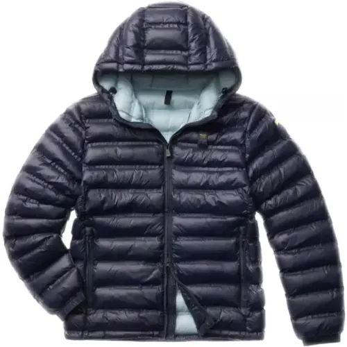 Blaue Nylon Daunenjacke mit umweltfreundlicher Polsterung , Herren, Größe: M - Blauer - Modalova