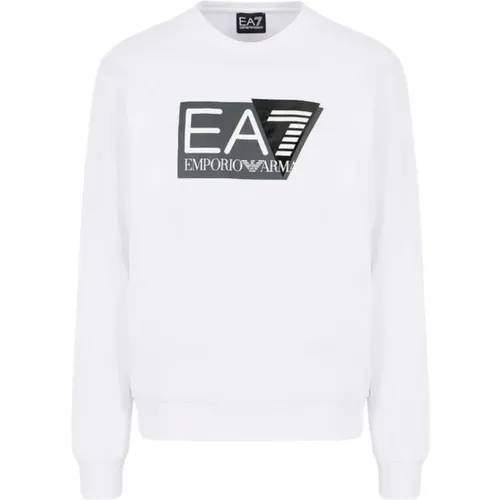 Weiße Logo-Sweatshirt Frühling/Sommer 2024 , Herren, Größe: L - Emporio Armani EA7 - Modalova