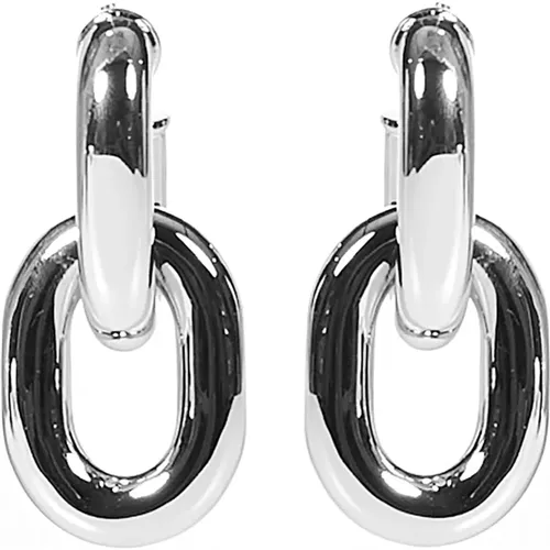 Silver Hoop Earrings Intertwined Chain Links , female, Sizes: ONE SIZE - Paco Rabanne - Modalova