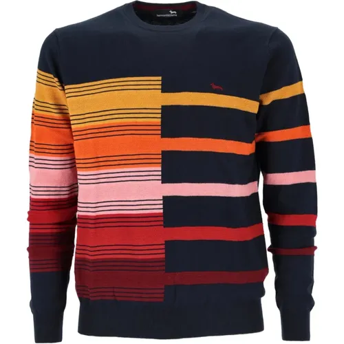 Round-neck Knitwear, male, , Size: XL Men's multicolor striped sweater - XXL - Harmont & Blaine - Modalova