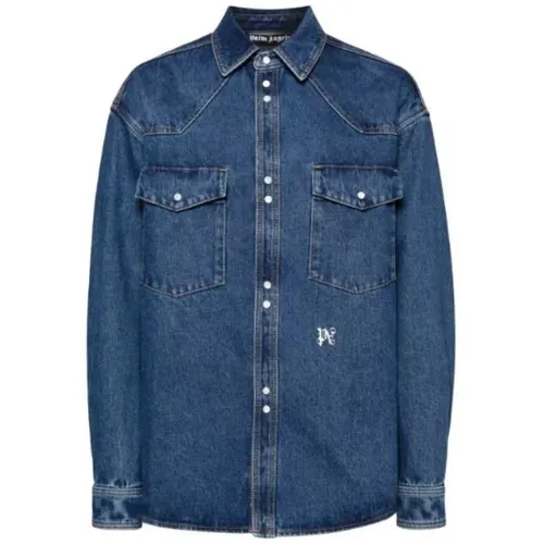 Denim Jacket with Contrasting Buttons , male, Sizes: M - Palm Angels - Modalova