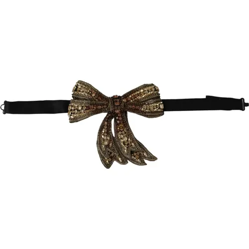 Gold Seiden Fliege mit Strass Clip Verschluss - Dolce & Gabbana - Modalova