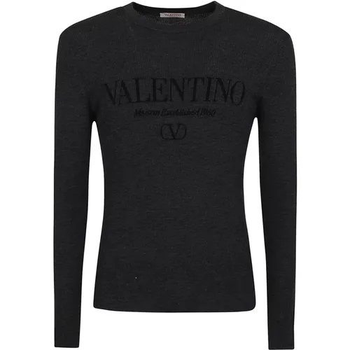 Wool Crew Neck Sweater with Logo , male, Sizes: XS, S, M - Valentino Garavani - Modalova