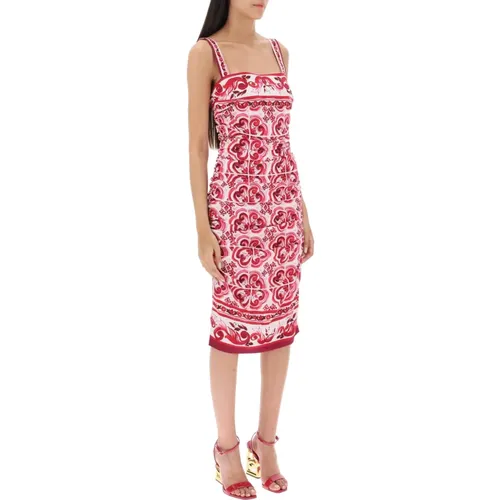 Majolica Print Silk Mini Dress , female, Sizes: S - Dolce & Gabbana - Modalova