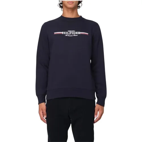 Sweatshirts, male, , Size: M Classic Logo Crew Neck Sweatshirt - Tommy Hilfiger - Modalova