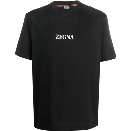 Schwarze T-Shirts Polos für Herren Aw23 , Herren, Größe: M - Ermenegildo Zegna - Modalova