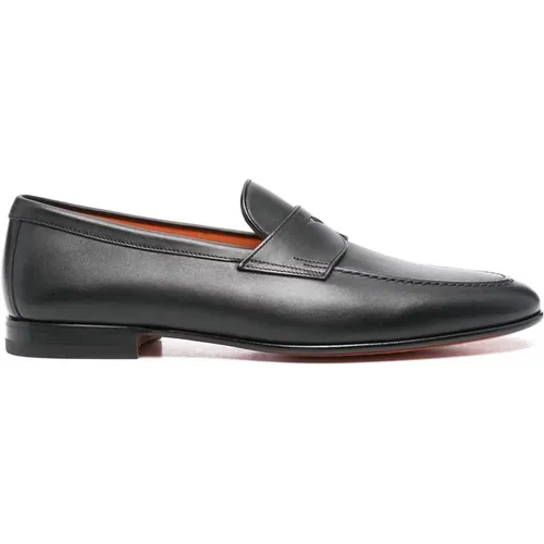 Loafers, male, , Size: 10 1/2 US Classic Leather Shoe - Santoni - Modalova