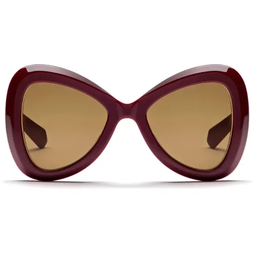 Sunglasses, female, , Size: ONE SIZE V-Gold-Iii Bordeaux Sunglasses - Valentino - Modalova