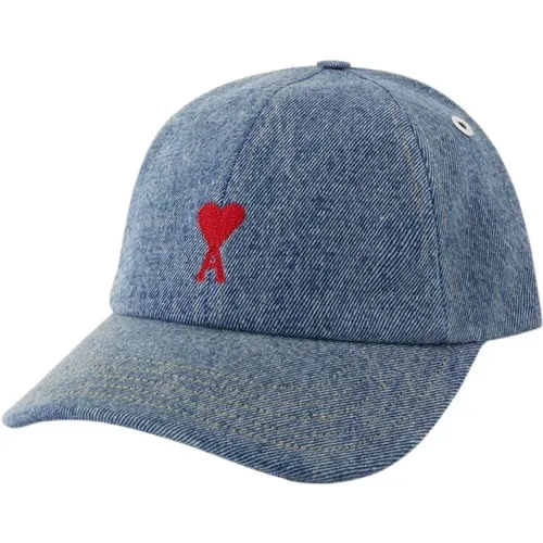 Caps, unisex, , Size: ONE SIZE Red Cotton Cap - Ami Paris - Modalova