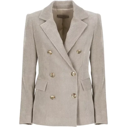 Beiger Cord-Blazer mit Revers - D.Exterior - Modalova