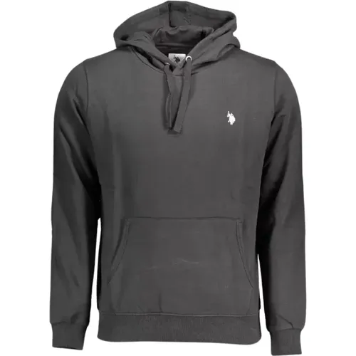 Schwarzer Baumwoll-Hoodie mit gesticktem Logo , Herren, Größe: 3XL - U.S. Polo Assn. - Modalova