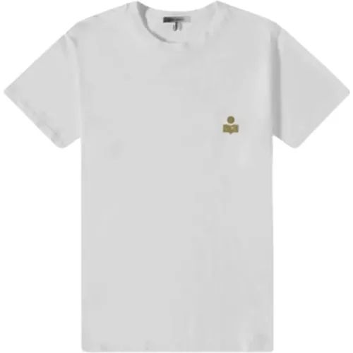 Logo Baumwoll-T-Shirt in Weiß , Herren, Größe: M - Isabel marant - Modalova