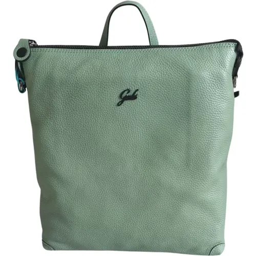 Backpacks, female, , Size: ONE SIZE Black Leather Backpack with Turquoise Accents - Gabs - Modalova