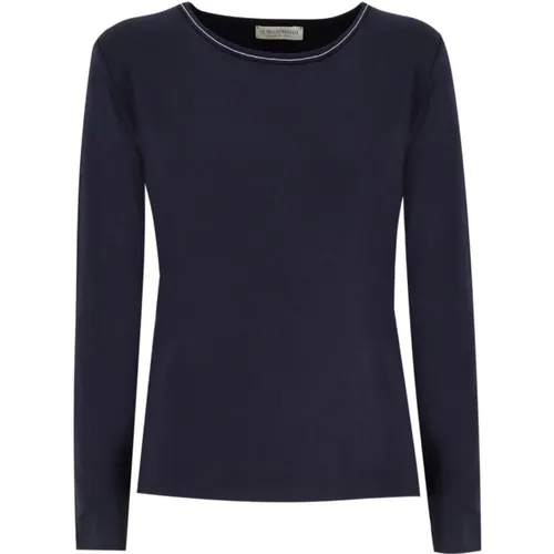 Lurex Crew Neck Strickshirt , Damen, Größe: L - Le Tricot Perugia - Modalova