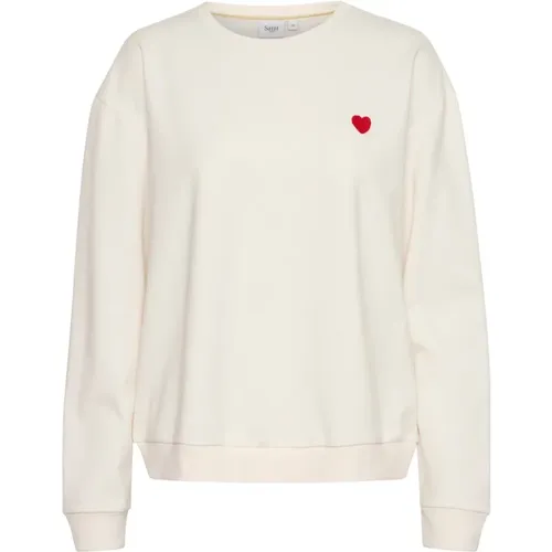 Herzbestickter Sweatshirt Ice , Damen, Größe: XL - Saint Tropez - Modalova