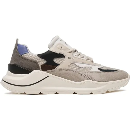 Sneakers, male, , Size: 7 US Grey Sneakers with Ivory and Black Leather Details - D.a.t.e. - Modalova