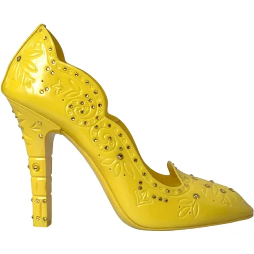 Gelbe Kristall Cinderella Absatzschuhe - Dolce & Gabbana - Modalova