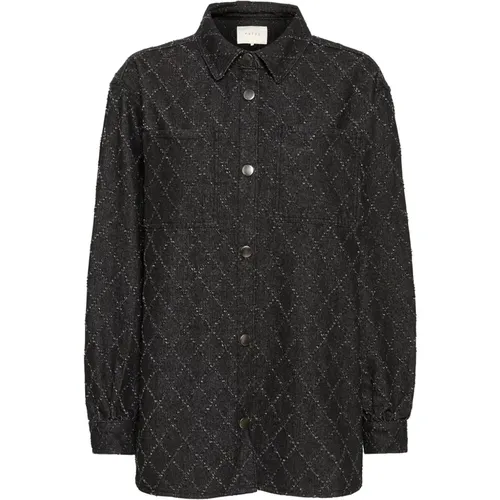 Dark Grey Denim Oversized Shirt , female, Sizes: XL, 2XL - Kaffe - Modalova
