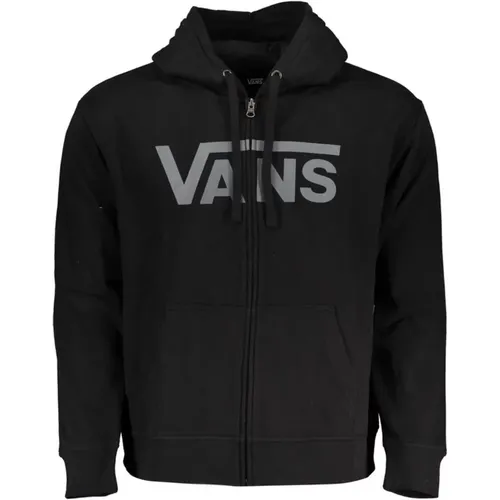 Zip-throughs, male, , Size: S Hooded Cotton Sweatshirt with Logo Print and Zip Pockets - Vans - Modalova