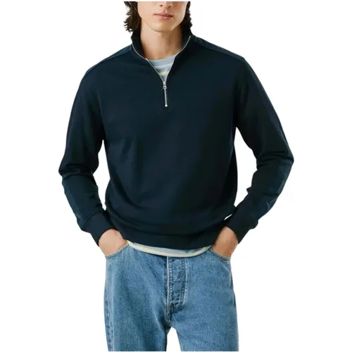 Turtlenecks, male, , Size: XL Navy Zip-Up Sweatshirt - Pepe Jeans - Modalova