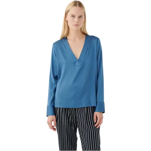 Stretch Silk Blouse - Cornflower - Dea Kudibal - Modalova