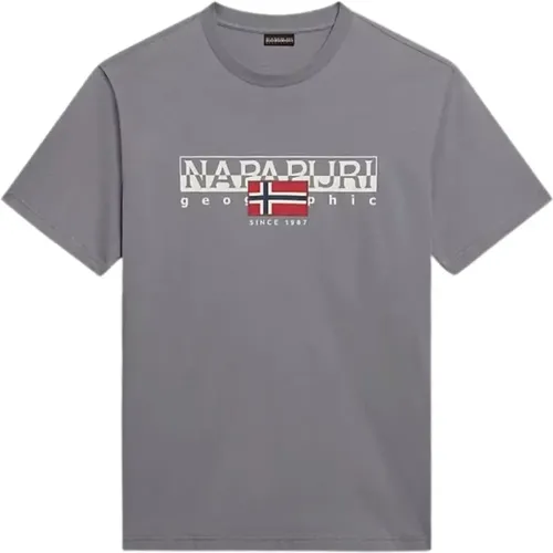 Grey Aylmer Short Sleeve T-shirt , male, Sizes: S, 2XL - Napapijri - Modalova