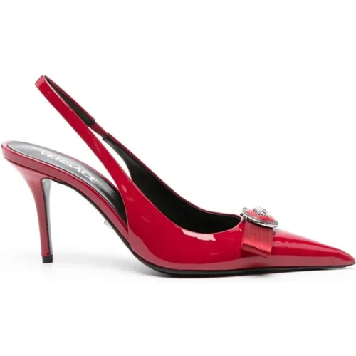 Rote Slingback-Pumps aus Kalbsleder - Versace - Modalova