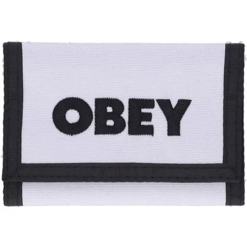 Wallets & Cardholders, male, , Size: ONE SIZE Bold Logo Trifold Canvas Wallet - Obey - Modalova