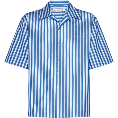 Blau Gestreiftes Logo Hemd , Herren, Größe: L - Marni - Modalova