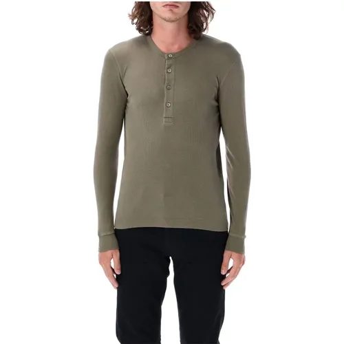 Fern Henley T-Shirt , Herren, Größe: M - Tom Ford - Modalova