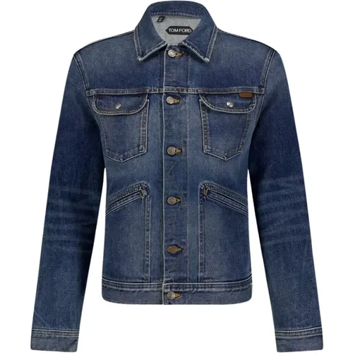 Classic Washed Denim Jacket , male, Sizes: S - Tom Ford - Modalova