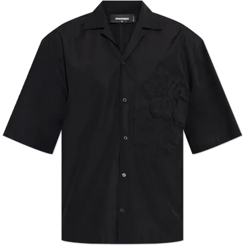 Short Sleeve Shirts, male, , Size: S Shirt with appliqué - Dsquared2 - Modalova
